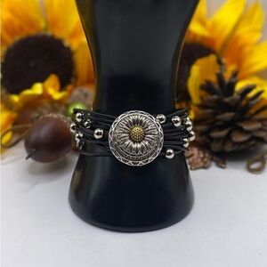Sparkling Black Snap Jewelry Bracelet with silver balls & Sunflower Snap! VIDEO!